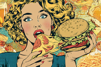 draw food pop art of your food pop art illustration