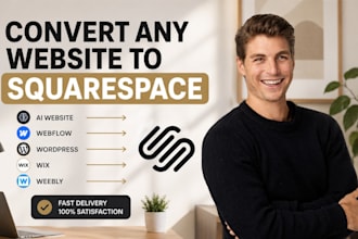 migrate, convert figma or canva designs to live wordpress and squarespace