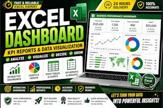 create a professional excel dashboard, KPI report and charts