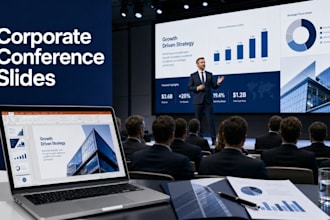 create corporate conference presentation, executive summit deck, keynote slides