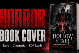 design a cinematic horror book cover for amazon KDP