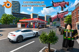 do roblox assets, models, props, buildings, weapons, vehicles,low poly 3d assets
