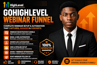 build gohighlevel webinar funnel, automation, registration and CRM setup