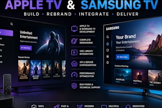 build complete apple tv app, samsung, ibo player, app rebrand with restream vod