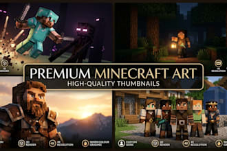 make cinematic minecraft thumbnail and 3d render art