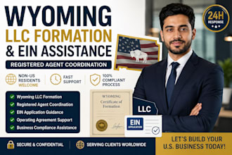 wyoming llc formation, registered agent setup and ein application assistance
