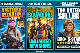 design high quality 3d fortnite thumbnails for youtube