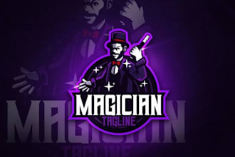 make skull magician cartoon, character mascot logo for your company