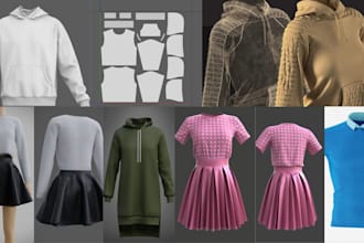realistic clo 3d fashion design 3d garment hoodies t shirt for clothing brand