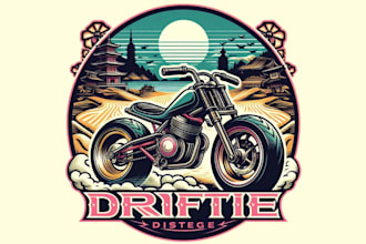 make drift trike bike, car, racing, car service, rider club vintage logo design