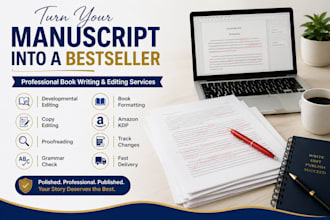 professionally edit book writing manuscript for amazon KDP