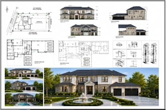 do blueprint architectural plan, 2d floor plan, house,  patio, adu, garage, deck