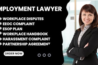 be your employment lawyer for wrongful termination and harassment