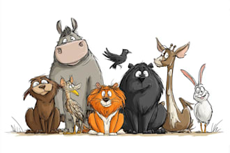 draw animals in a cute cartoon style