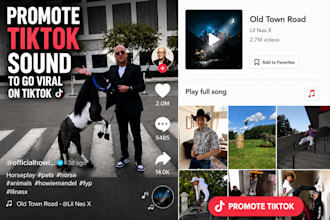 make 20,000 viral post using your tiktok sound or music, tiktok music promotion