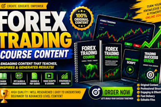 write forex trading, stock trading, course content, ebook video course