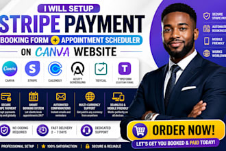 setup stripe payment booking form appointment scheduler on canva website