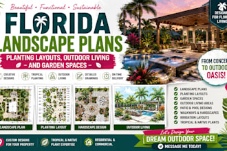 design florida landscape plans, planting layouts, outdoor living, garden spaces