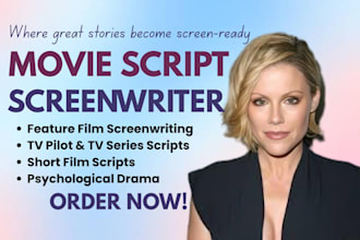 adapt novel to screenplay, edit, format screenplay feature film script, TV pilot