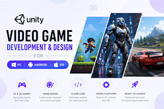 do unity video game development and design for pc, android and ios