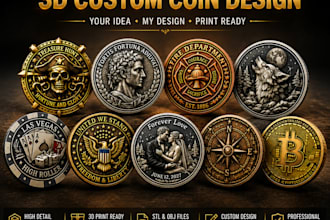 create 3d printable coins, bas relief medals, and stl files for 3d printing