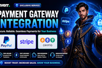 integrate stripe, paypal, bitcoin, crypto and payment gateway api