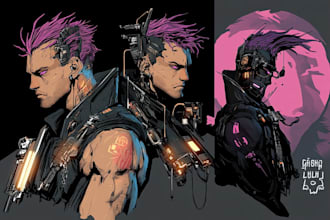 design anime character , cyberpunk character