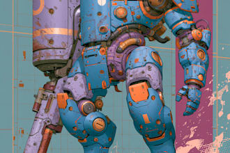draw amazing character mecha robot illustration