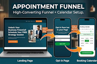 setup appointment booking funnel webinar funnel landing page consultation funnel