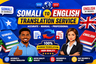 translate english to somali and somali to english professionally