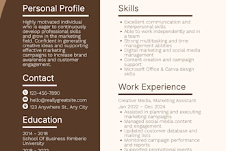 write a professional resume for fresh graduates