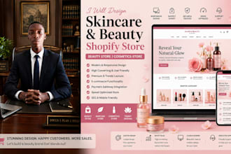 design a professional shopify skincare, beauty, cosmetics, and makeup store