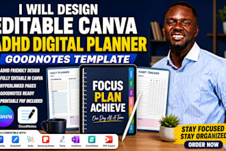 design editable canva adhd planner digital planner goodnotes template