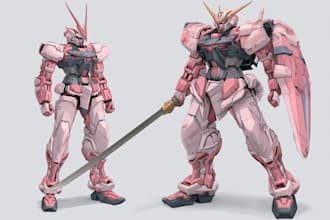 draw illustration and concept mecha, gundam, and robot