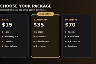 design a professional price list, service menu or qr code flyer