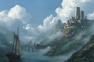 create stunning fantasy background and scenery illustration