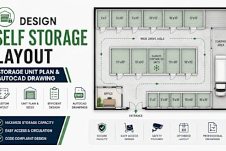 design self storage layout, storage unit plan autocad drawing
