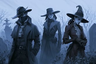 draw a horror and fantasy horror character art