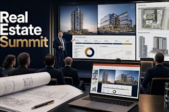create real estate summit deck, developer presentation, construction, powerpoint
