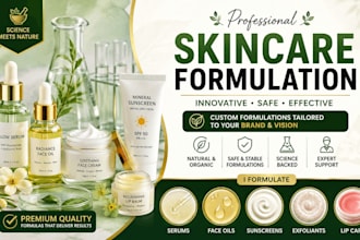formulate skincare products, face oil, serums, sunscreen, exfoliants, lip care