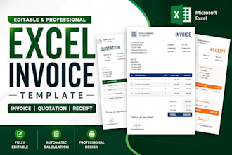 design editable invoice, quotation and receipt templates in excel