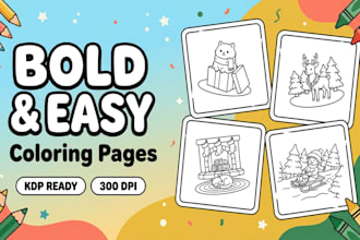 create bold and easy coloring book pages for KDP