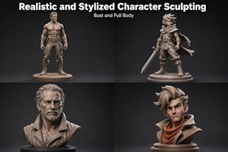 sculpt a custom 3d character in realistic or stylized style for 3d printing