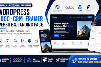 rebuild wordpress website, redesign odoo wesite CRM framer website, landing page