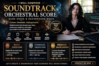 compose soundtrack or orchestral score, game music, background music