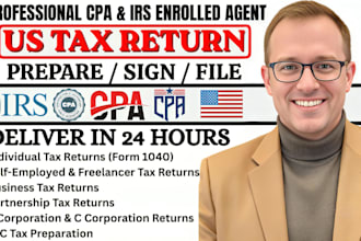prepare, sign and file your US tax returns, back taxes, CPA and irs enrolled