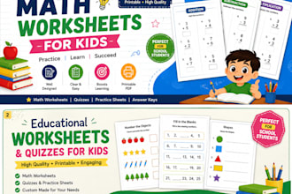 create math worksheets, quizzes and practice sheets for kids