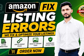 fix amazon listing error, variation, compliance, pricing and suppressed listings