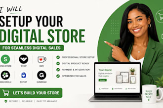setup stan store, whop, kofi, beacons ai, payhip gumroad store for digital sales