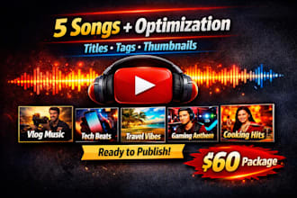 deliver 5 ready to publish songs with youtube optimization
